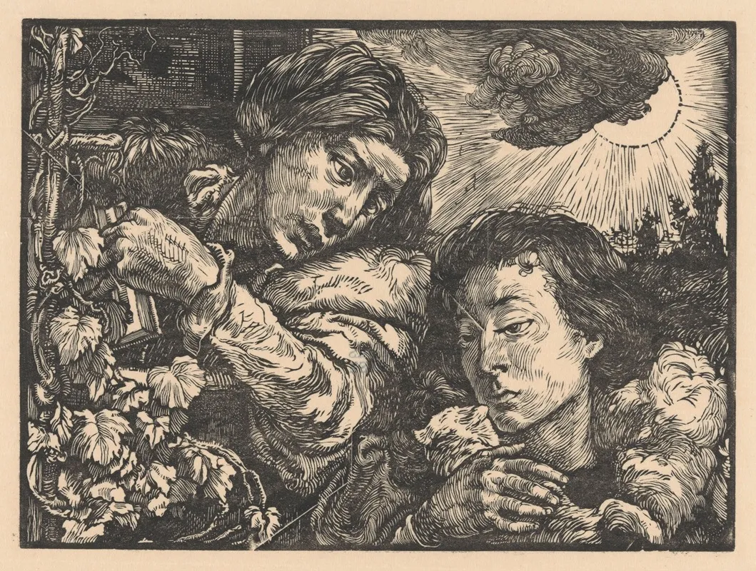 Twee Vrouwen Bij Een Wijnrank by Johannes Josephus Aarts - Canvas Print