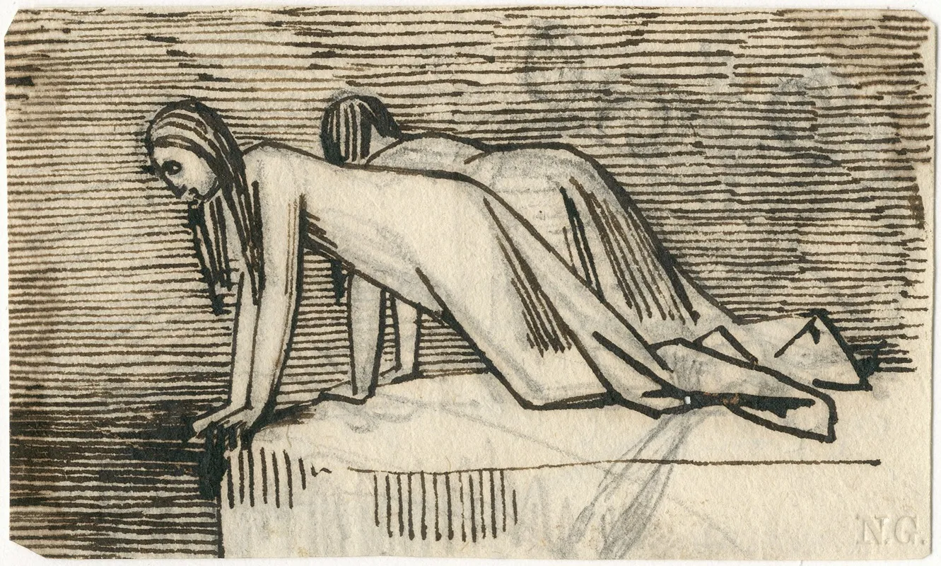 Twee Vrouwen Die Over Een Afgrond Kijken by David Humbert de Superville - Canvas Print