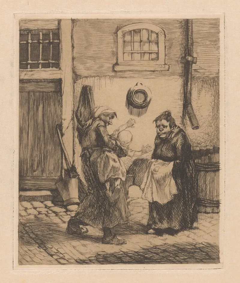Twee Vrouwen En Een Spartelend Kind by Johannes Josephus Aarts - Canvas Print