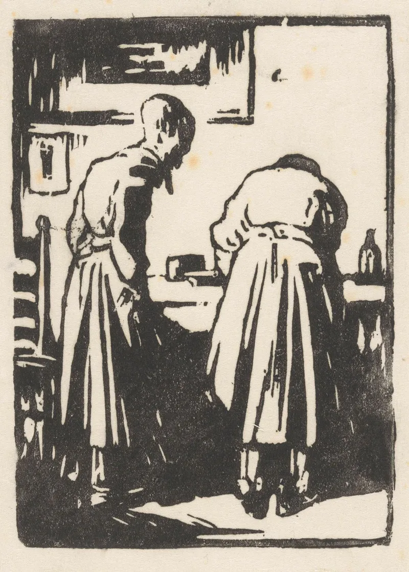 Twee Vrouwen In Een Atelier by Willem Adrianus Grondhout - Canvas Print