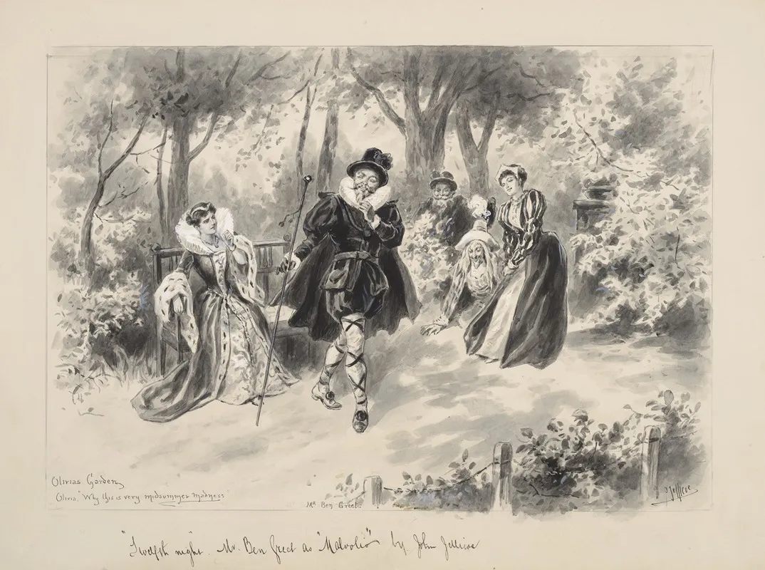 Twelfth Night Mr Ben Greet As Malvolio Act Iii Scene 1 The Royal Naval School August 6 1898 by John Jellicoe - Canvas Print