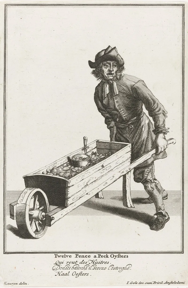 Twelve Pence A Peck Oysters by Jacob Gole - Canvas Print