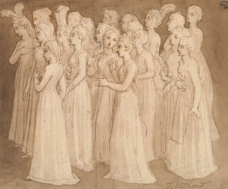 Twenty Young Girls In A Group Walking To The Left