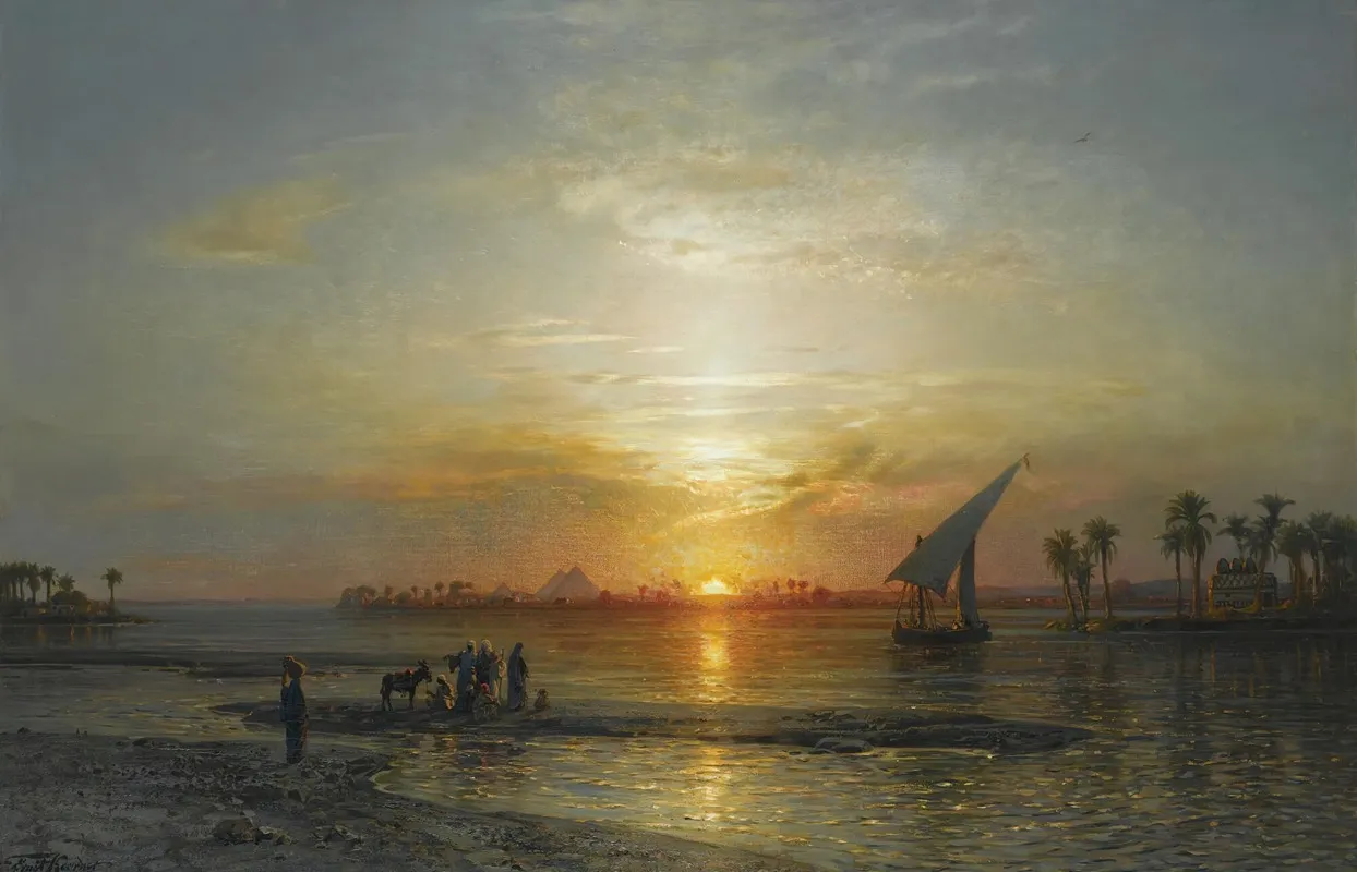 Twilight On The Nile by Ernest Karl Eugen Koerner - Canvas Print