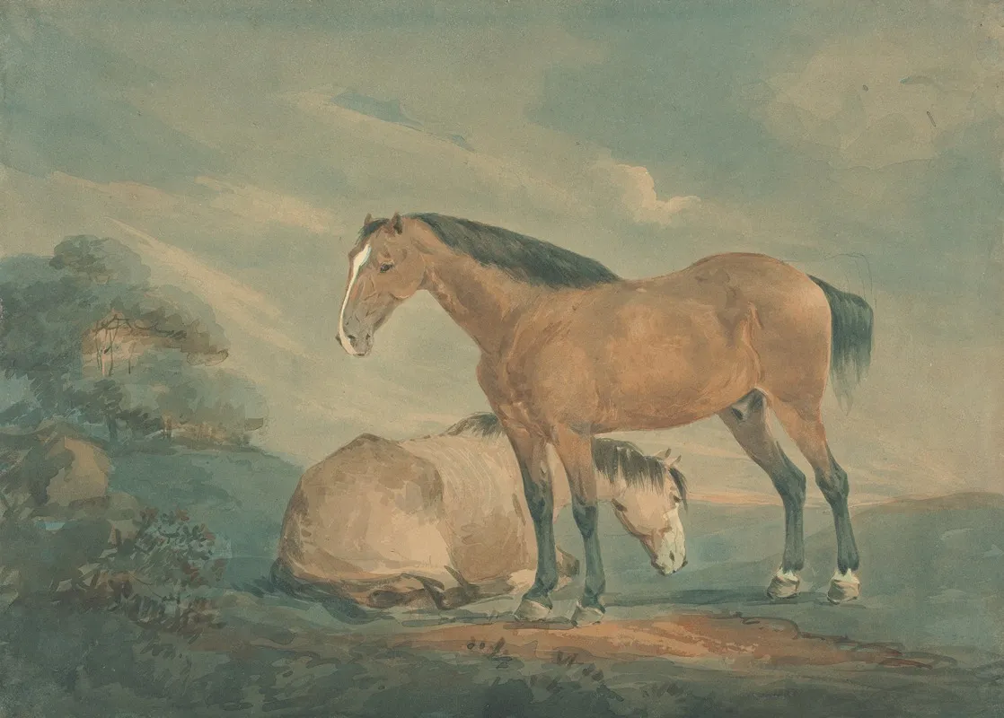 Two Bay Horses In A Landscape
