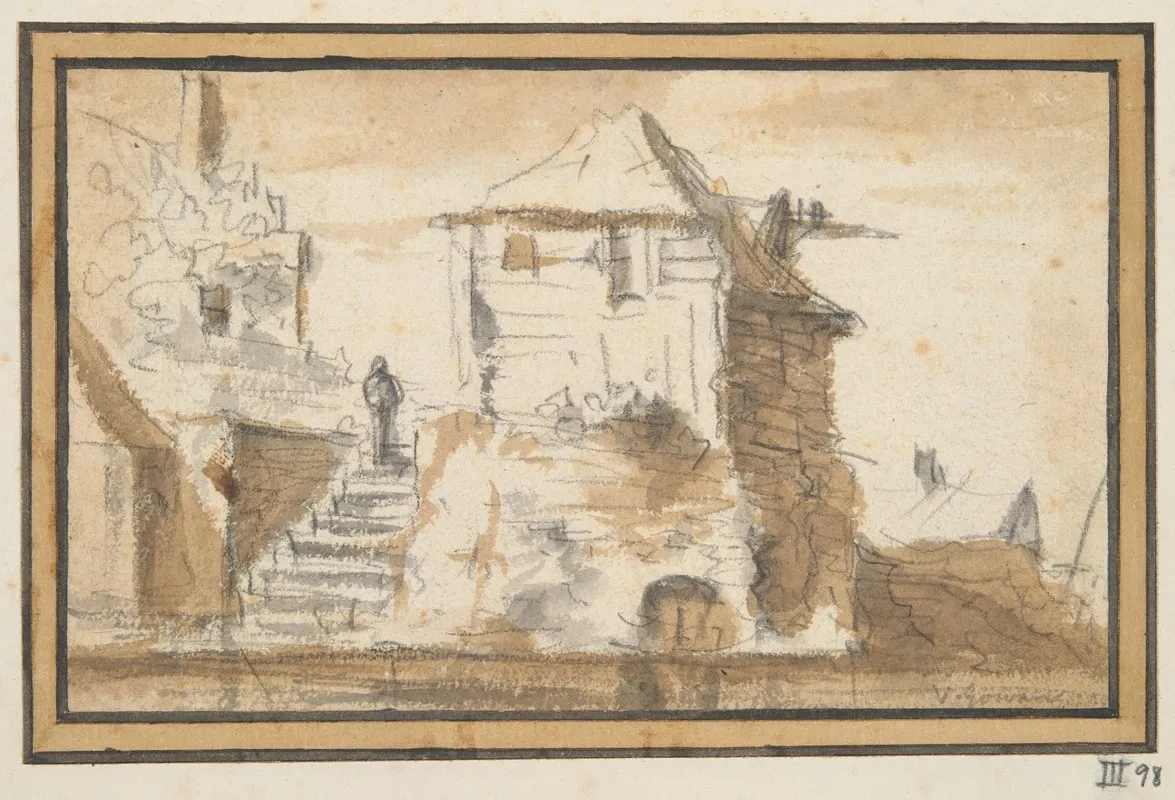 Two Buildings With A Stairway