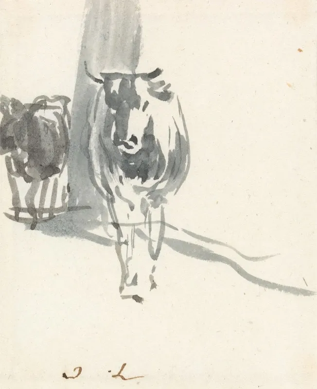 Two Cows by John Linnell - Canvas Print