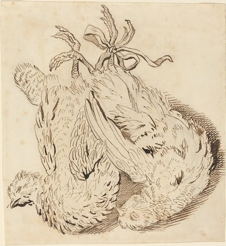Two Dead Chickens by British 18th Century - Canvas Print