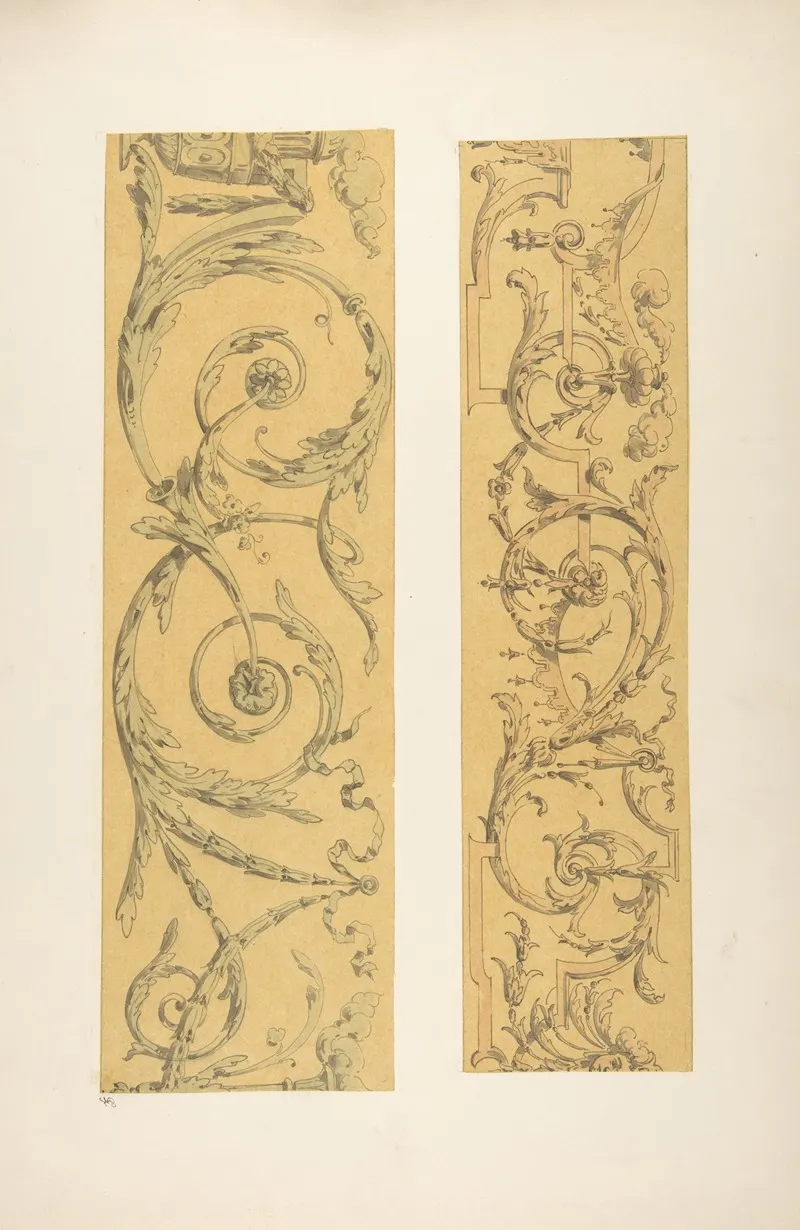 Two Designs For Decorative Borders In Strapwork And Rinceaux