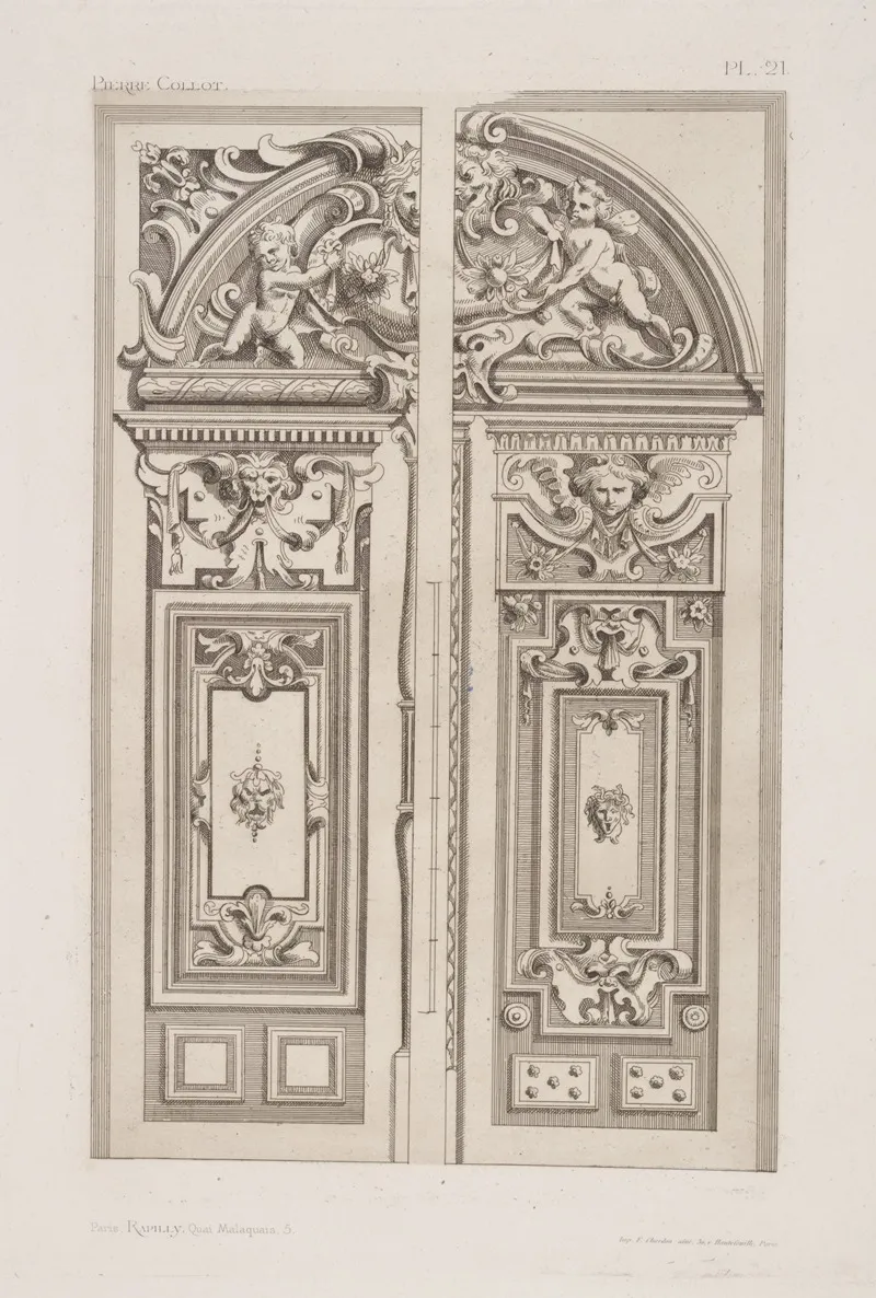 Two Designs For Door And Tympanum Of Same Dimensions But Varied Decoration by André-Charles Boulle - Canvas Print