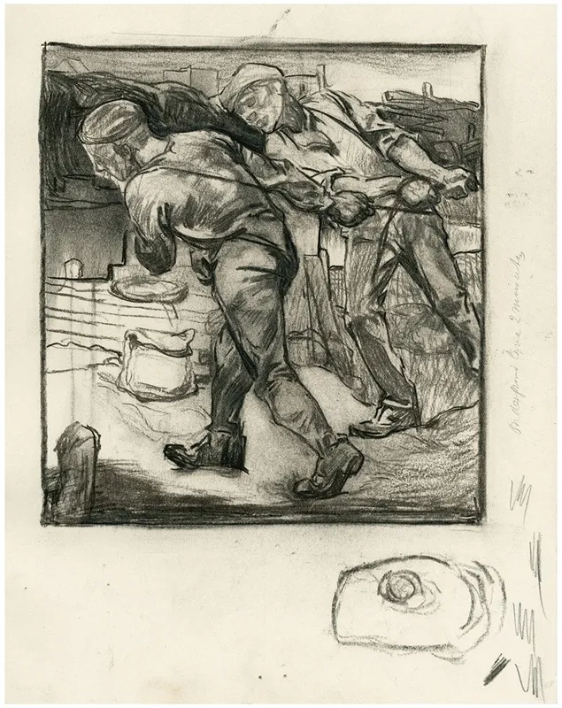 Two Dike Workers Pulling A Rope