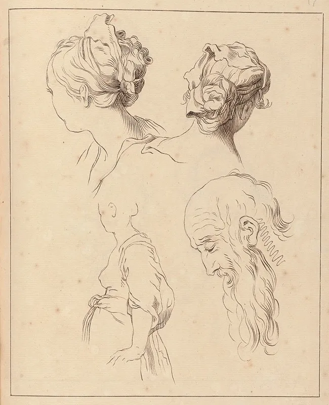 Two Female Heads One Male Head One Torso by Hamlet Winstanley - Canvas Print