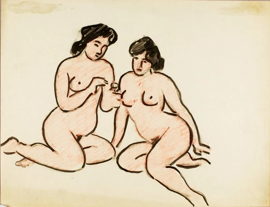 Two Female Nudes 10 by Carl Newman - Canvas Print