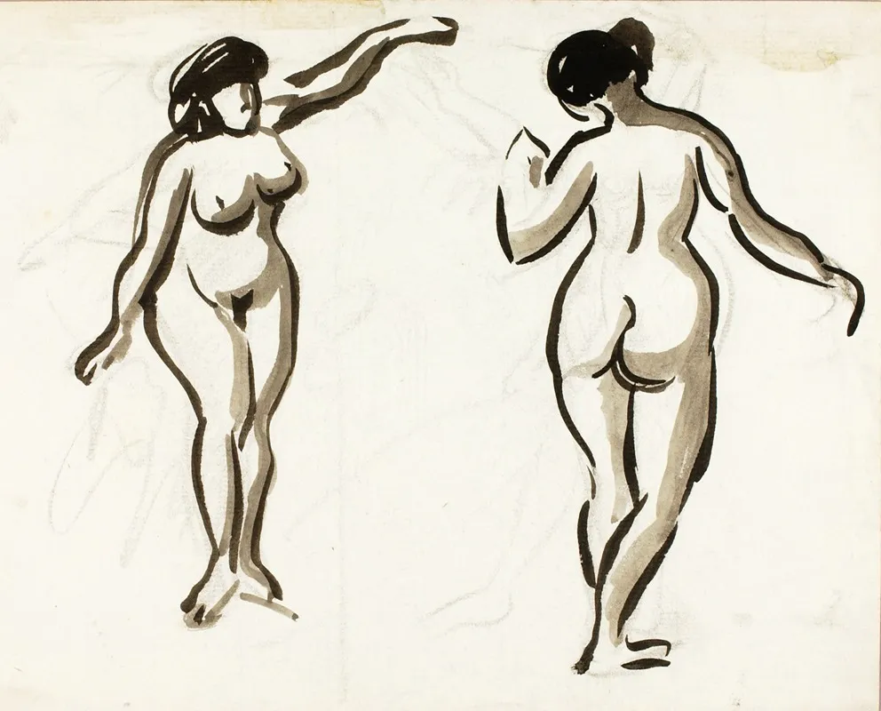 Two Female Nudes 13 by Carl Newman - Canvas Print