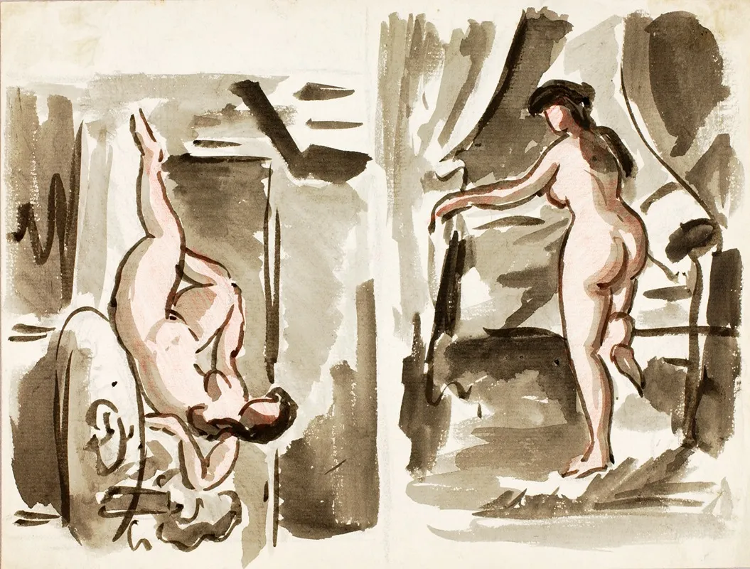 Two Female Nudes 17 by Carl Newman - Canvas Print