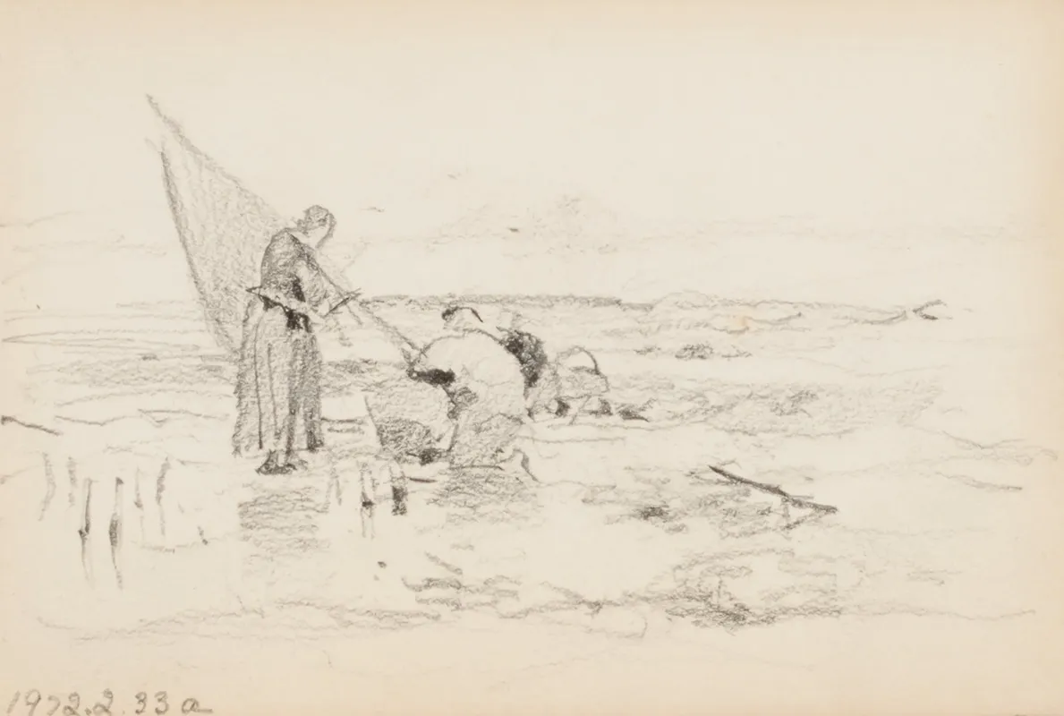 Two Figures Near A Boat