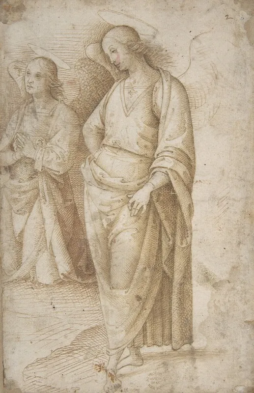Two Figures Of Angels Standing