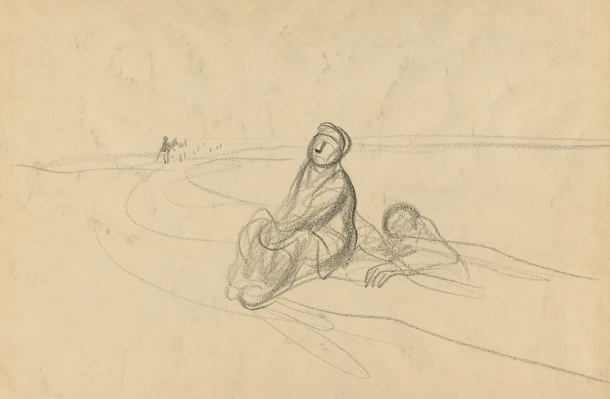 Two Figures On A Road Verso