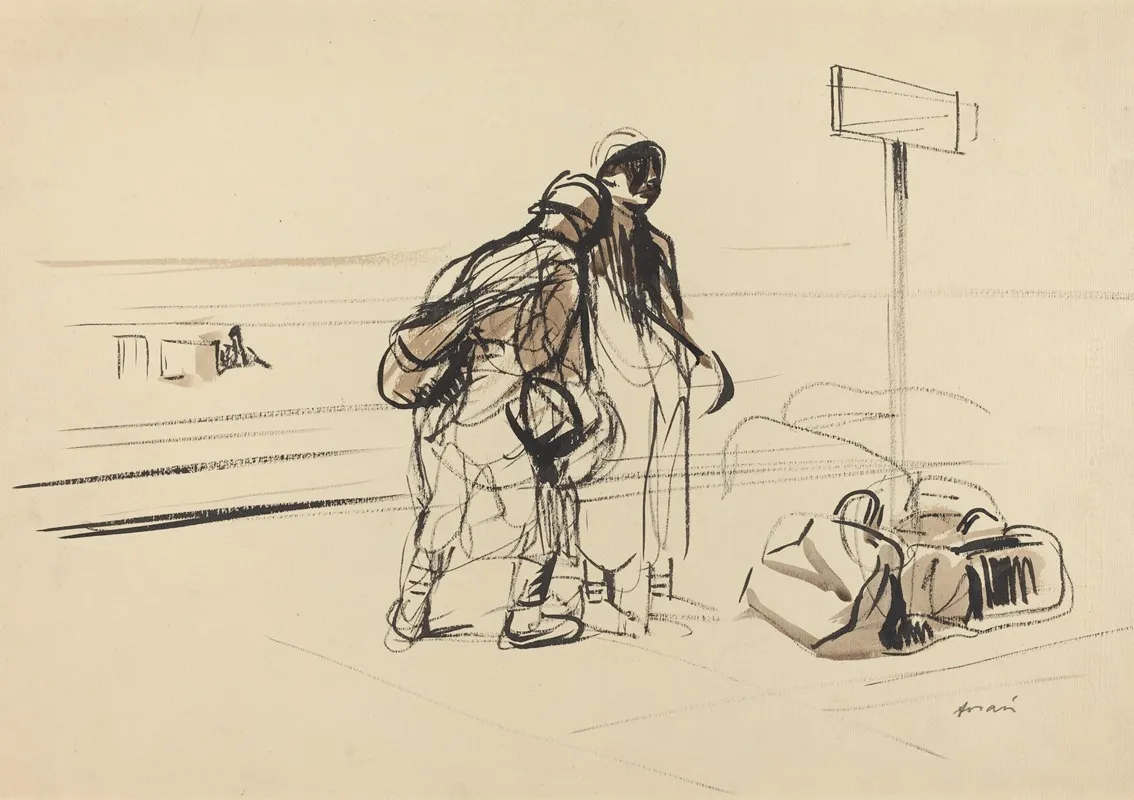 Two French Soldiers Near A Notice Board