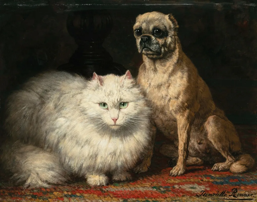 Two Friends 6 by Henriëtte Ronner-Knip - Canvas Print