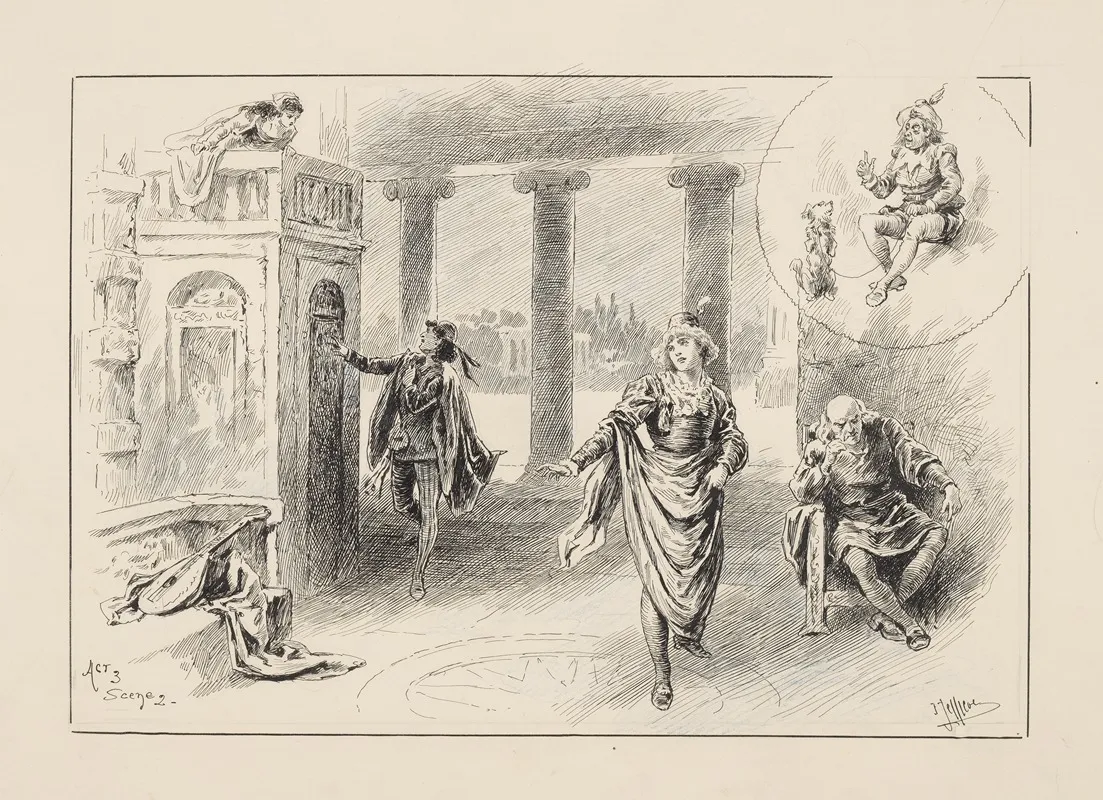 Two Gentlemen Of Verona Iii 2 Dalys Theatre July 13 1895 by John Jellicoe - Canvas Print