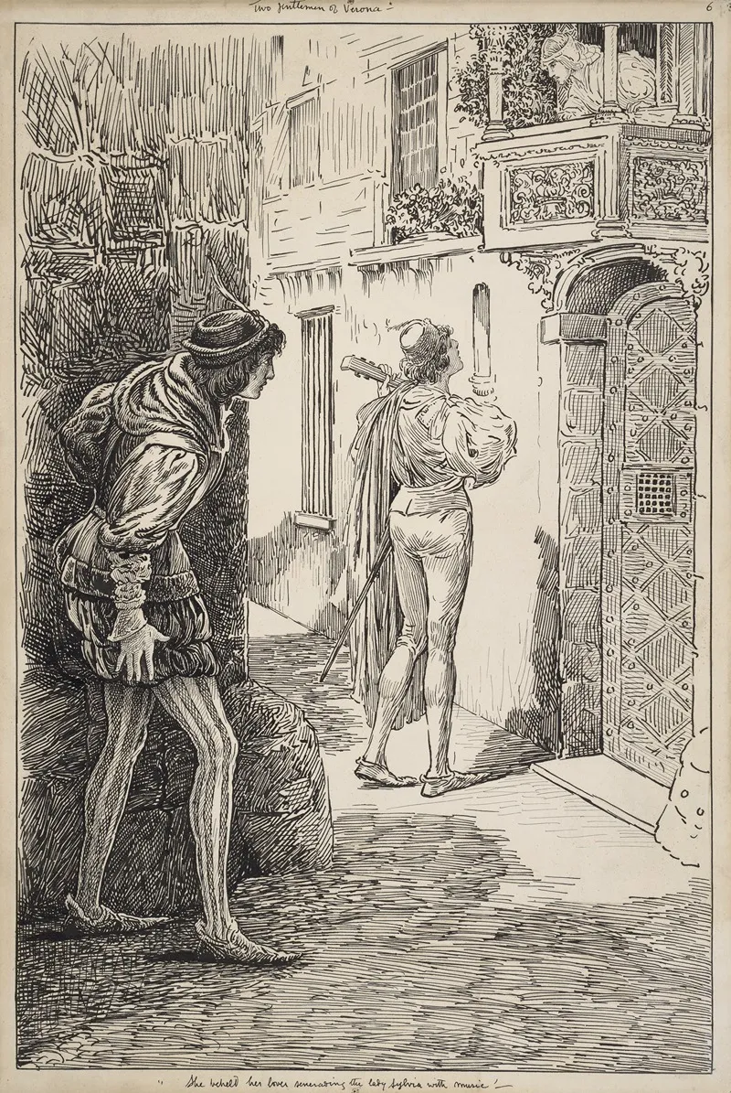 Two Gentlemen Of Verona She Beheld Her Lover Serenading The Lady Silvia With Music