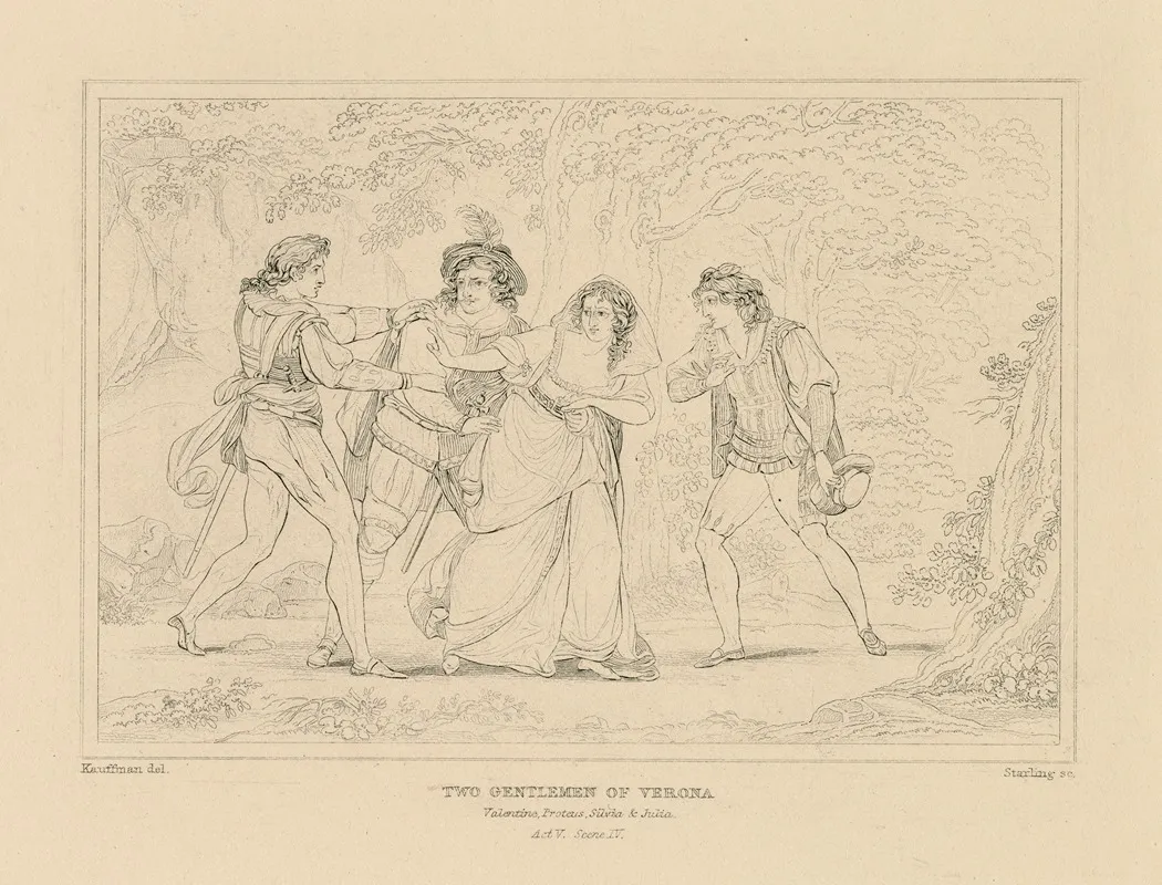 Two Gentlemen Of Verona Valentine Proteus Silvia Julia Act V Scene Iv 2 by William Francis Starling - Canvas Print