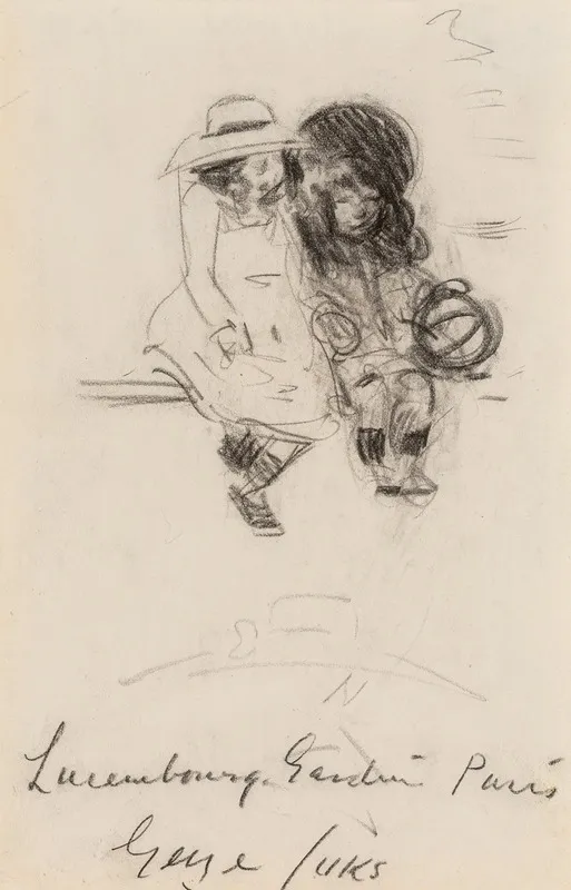 Two Girls With Ball by George Luks - Canvas Print