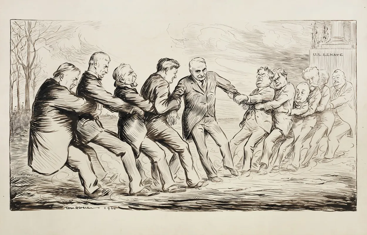 Two Groups Of Men In Suits Play Tug Of War In Front Of The U S Senate Building