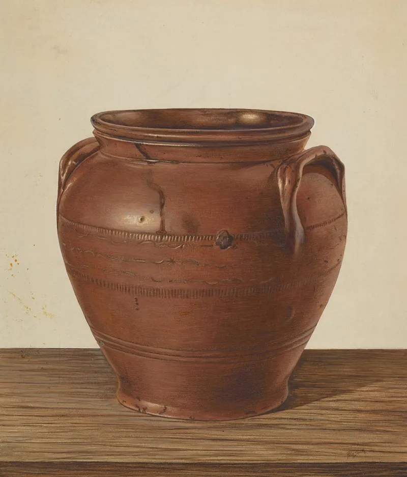 Two Handled Jar Stoneware by Philip Smith - Canvas Print