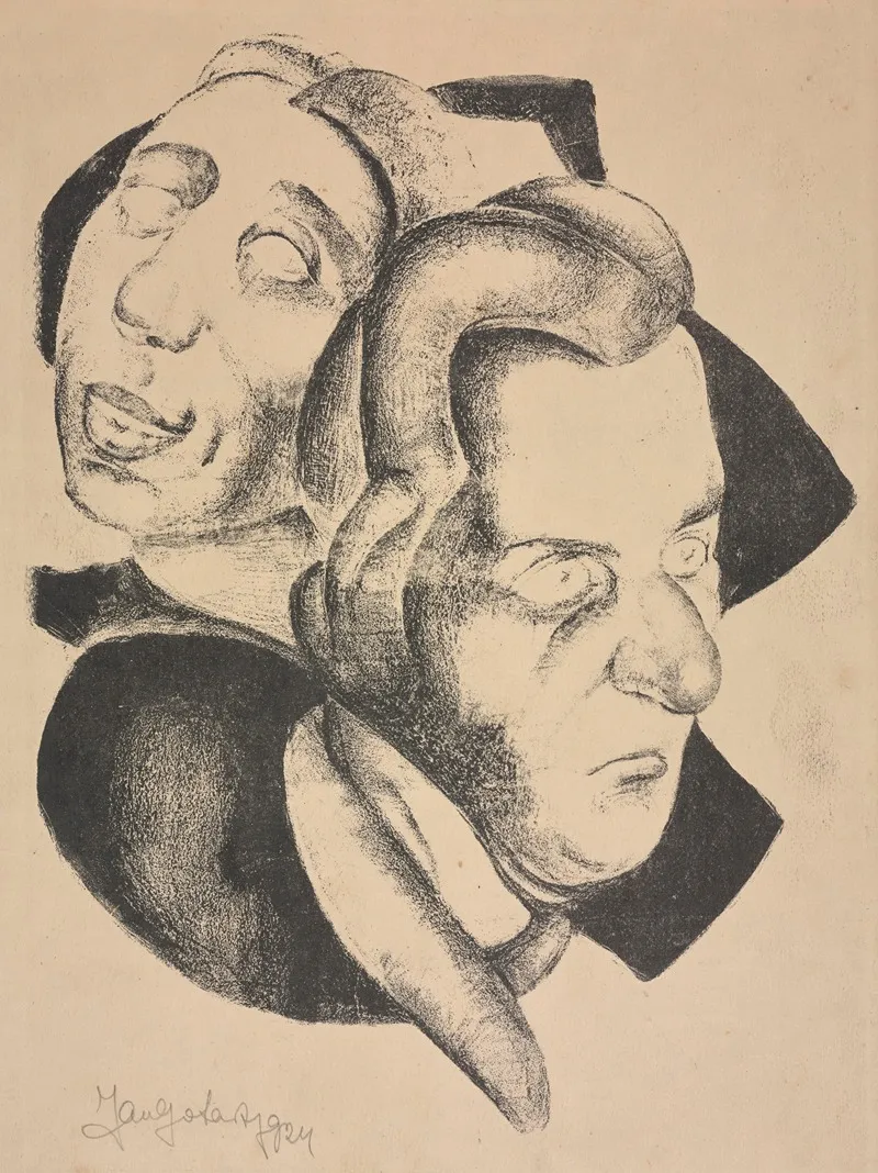 Two Heads 8 by Jan Gotard - Canvas Print