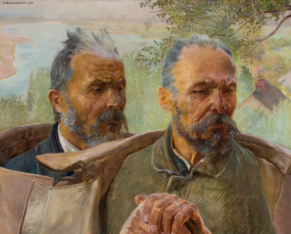 Two Heads Of Old Men by Jacek Malczewski - Canvas Print