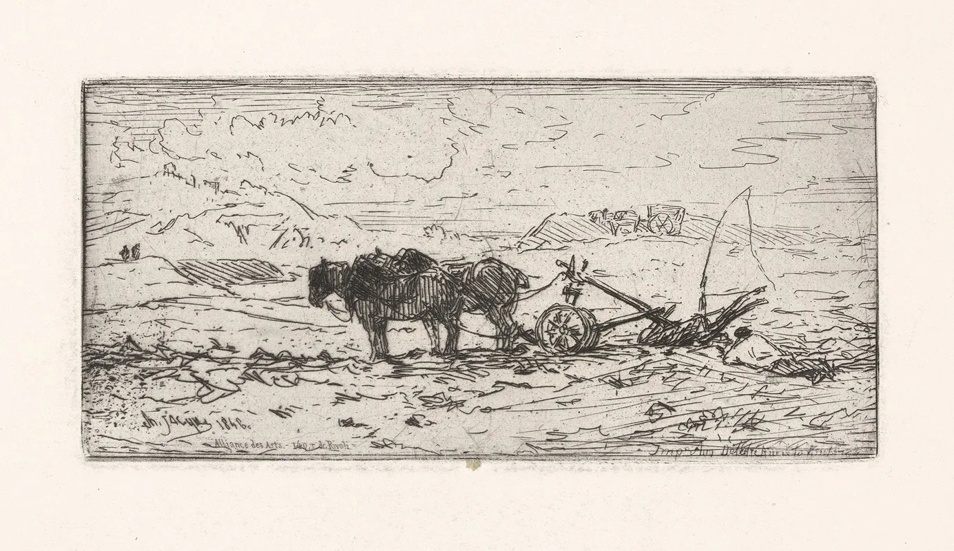 Two Horse Plow In Field