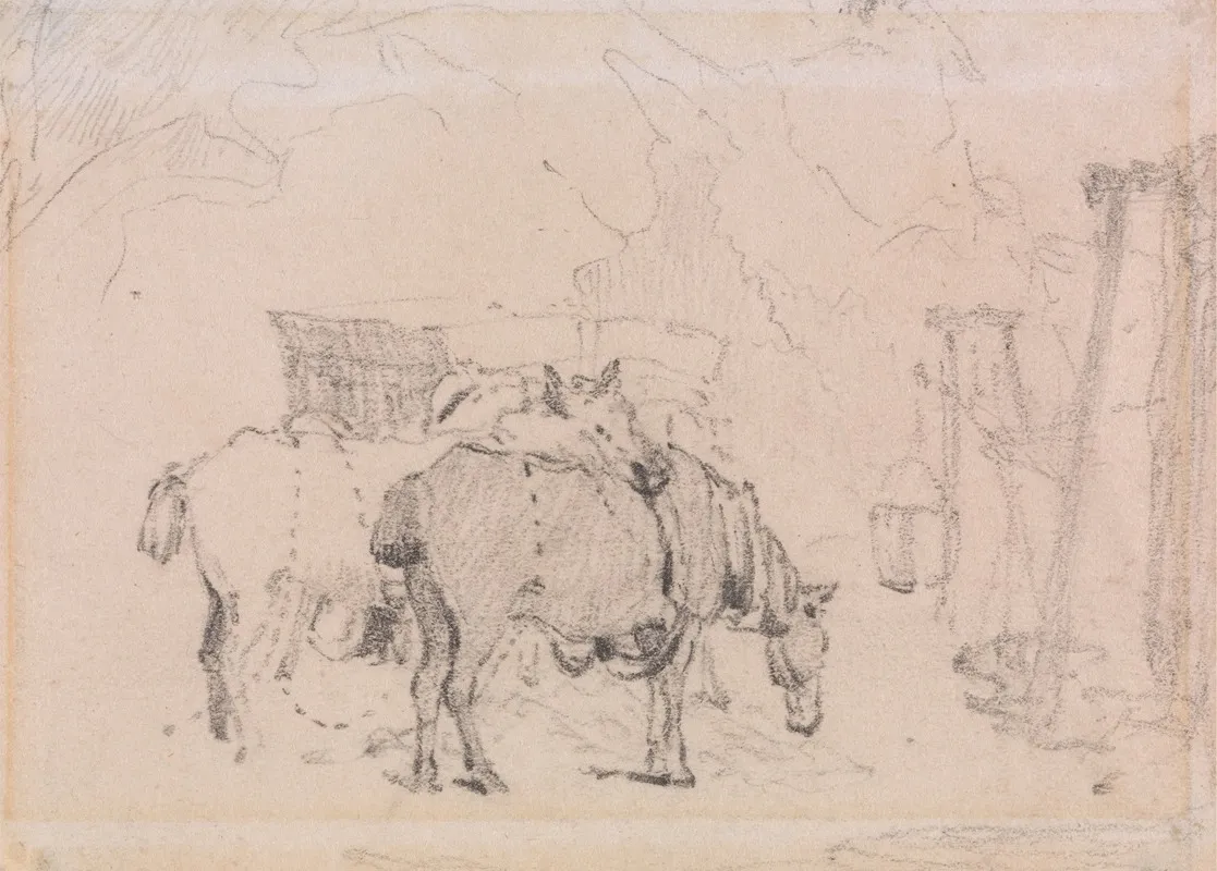 Two Horses by Edward William Cooke - Canvas Print