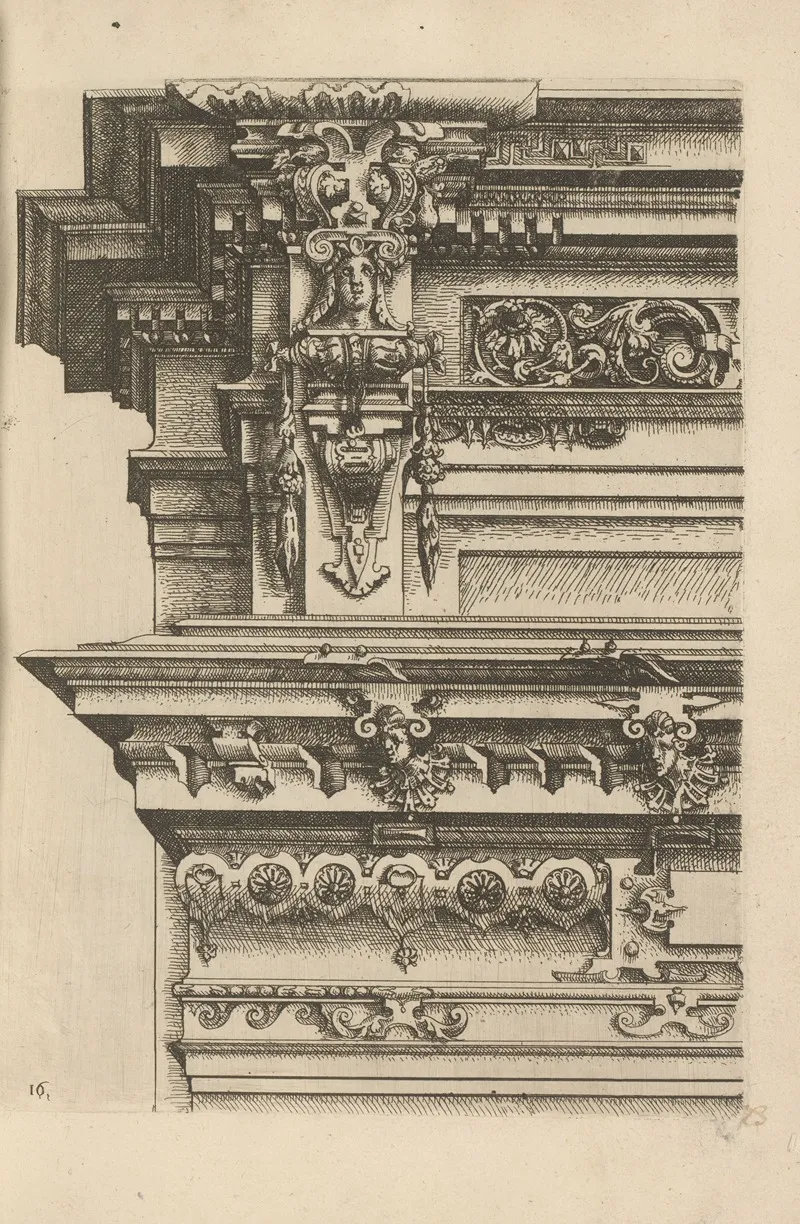 Two Ionic Capitals Decorated With Mascarons Rosettes And Foliage