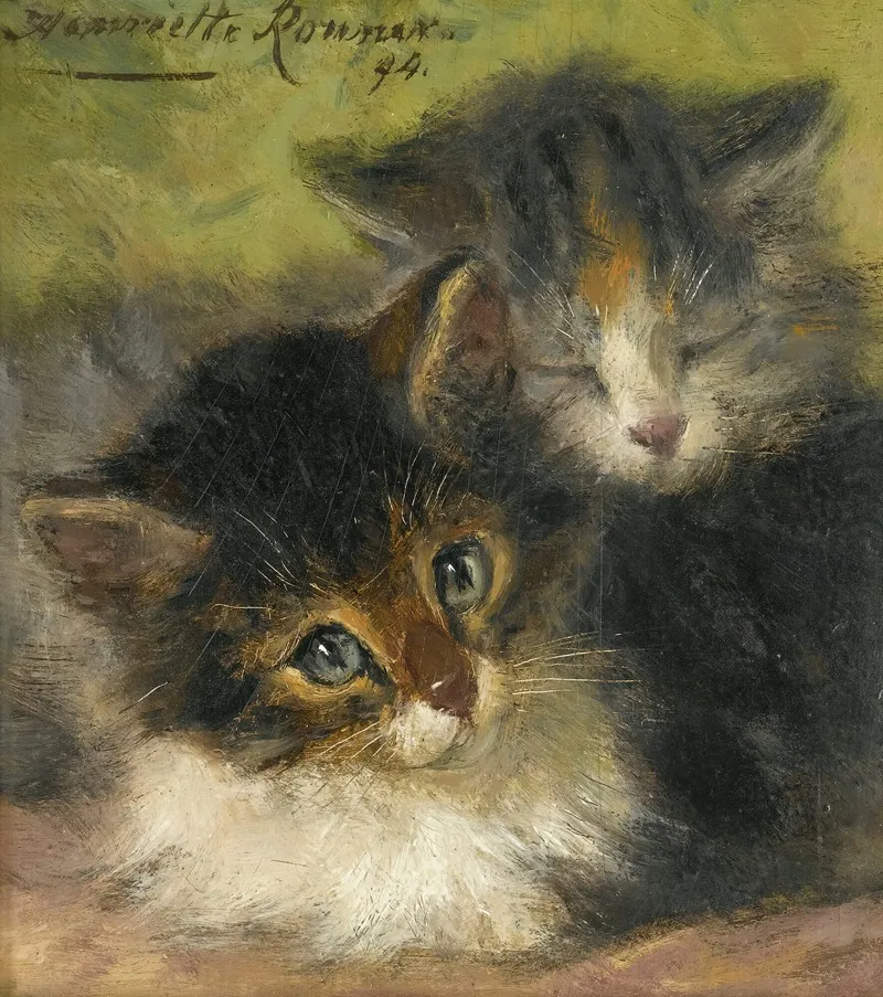 Two Kittens 3 by Henriëtte Ronner-Knip - Canvas Print