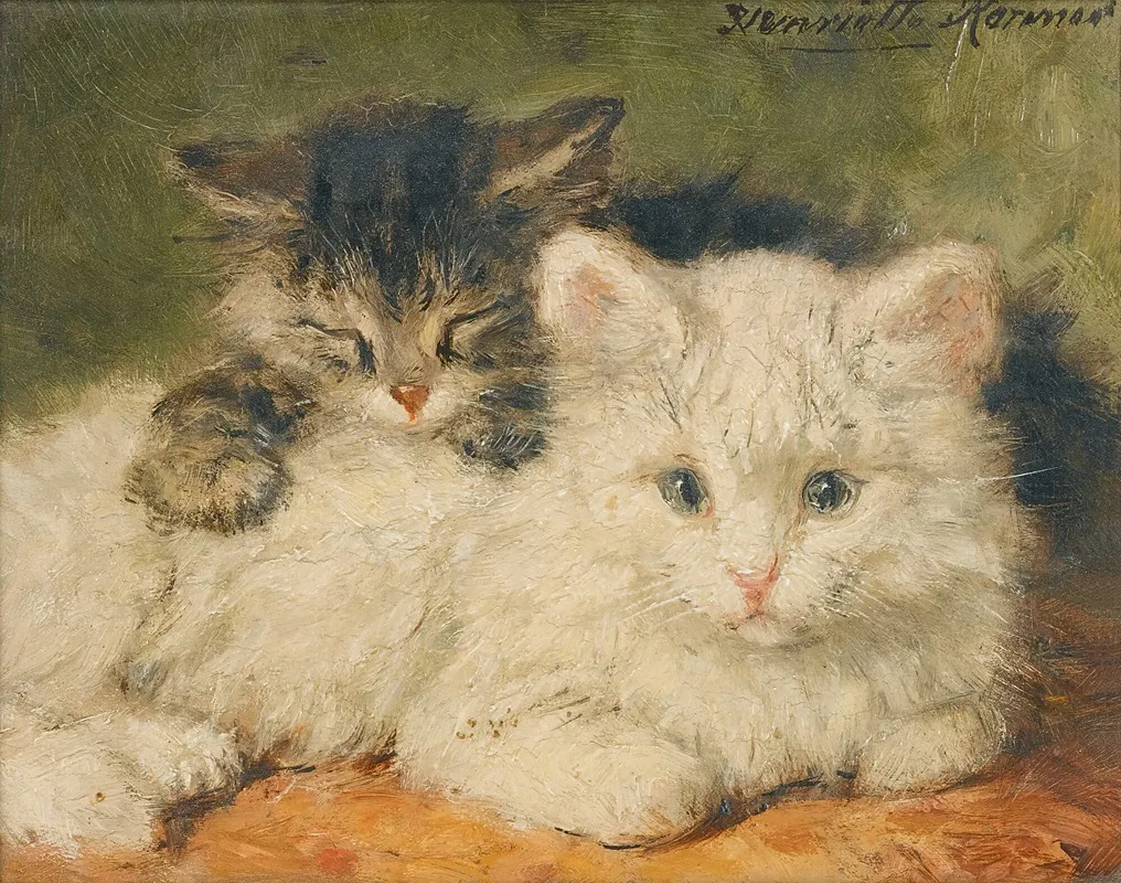 Two Kittens 4 by Henriëtte Ronner-Knip - Canvas Print