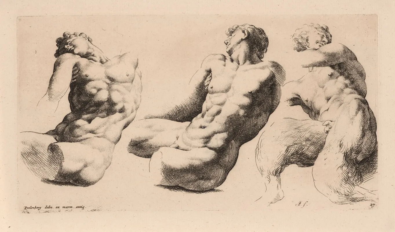 Two Male Torsos And A Faun by Jan de Bisschop - Canvas Print