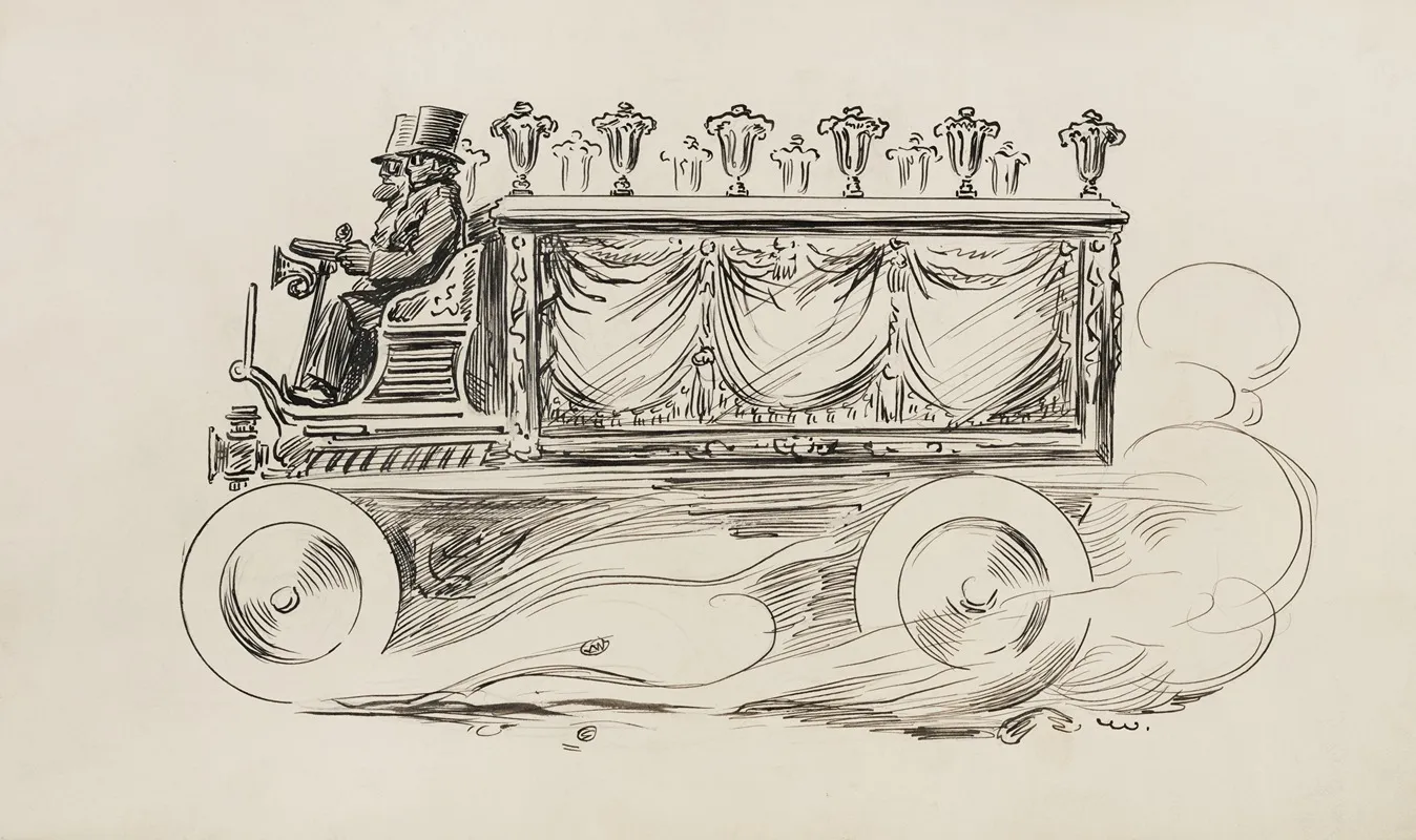 Two Men Driving A Hearse
