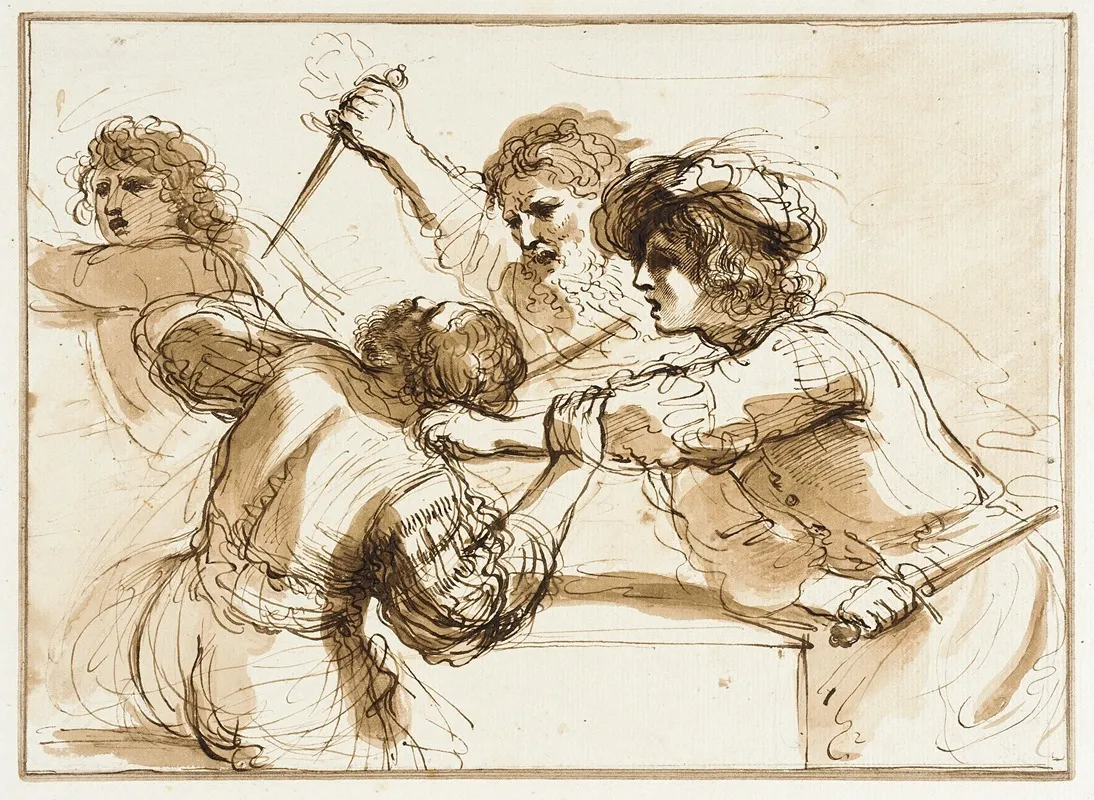 Two Men Killing Amnon While Another Flees