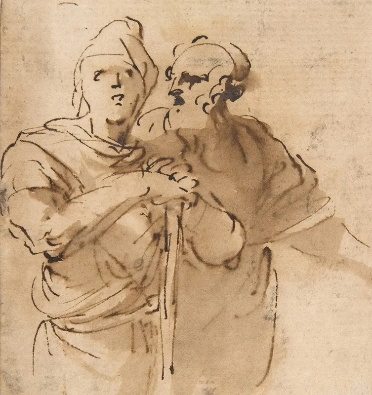 Two Men Seen Three Quarter Length by Salvator Rosa - Canvas Print