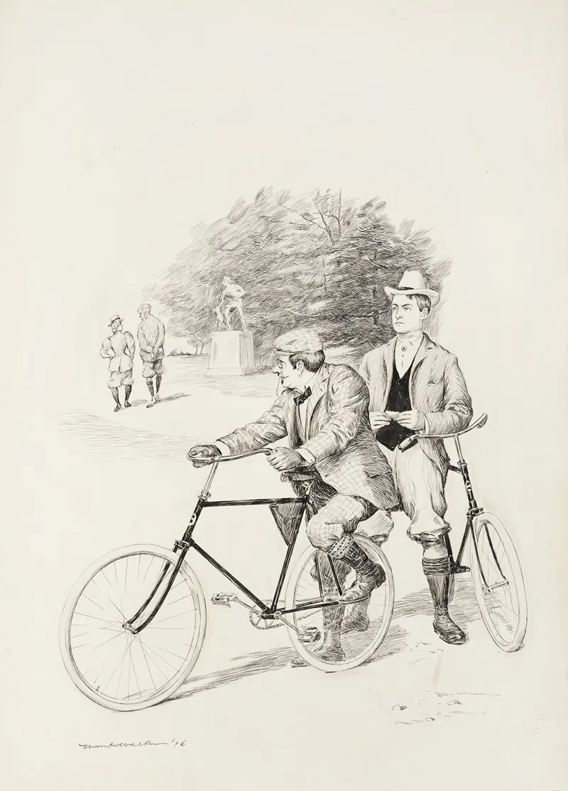 Two Men With Bicycles In A Park