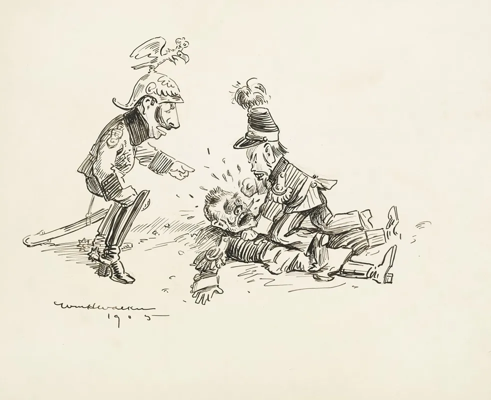 Two Military Leaders Fight Watched By Kaiser Wilhelm Ii