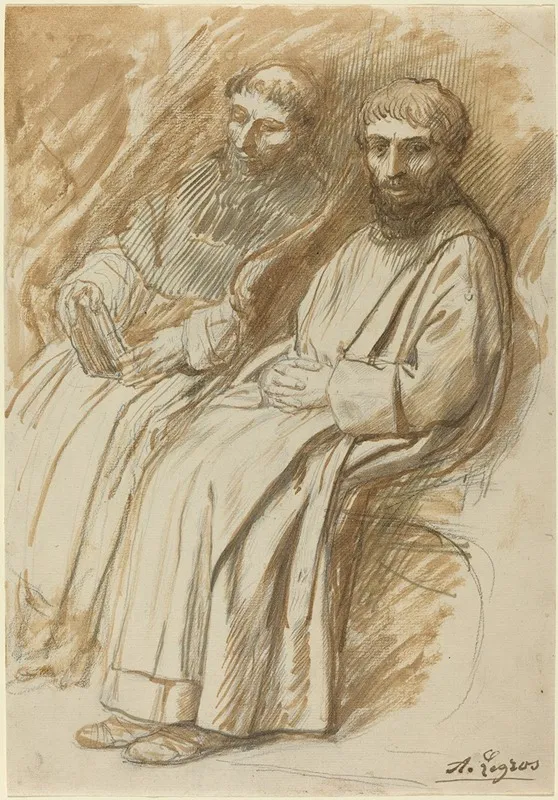 Two Monks Seated In A Church