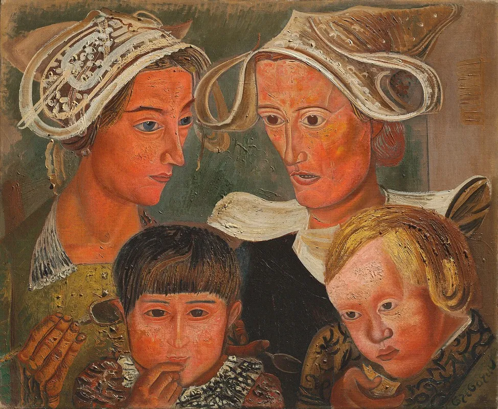 Two Mothers by Boris Grigoriev - Canvas Print