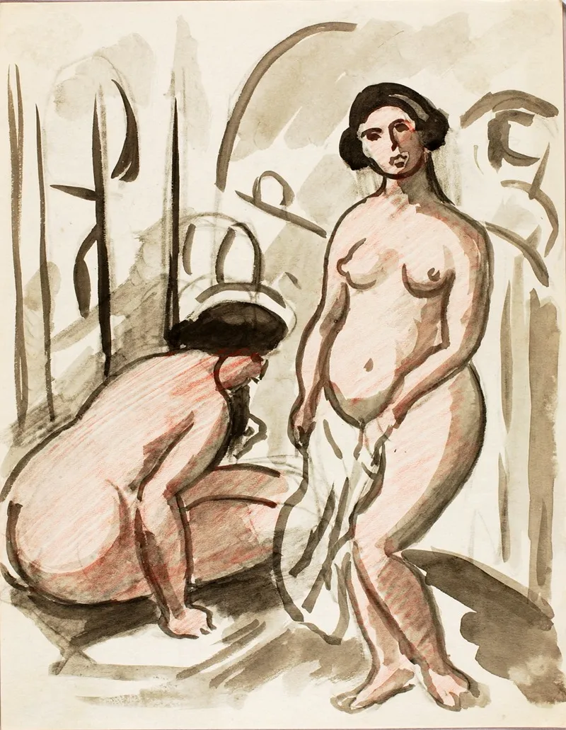 Two Nude Figures by Carl Newman - Canvas Print
