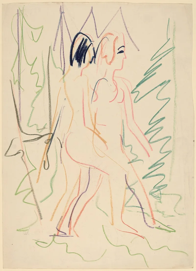 Two Nudes In A Forest