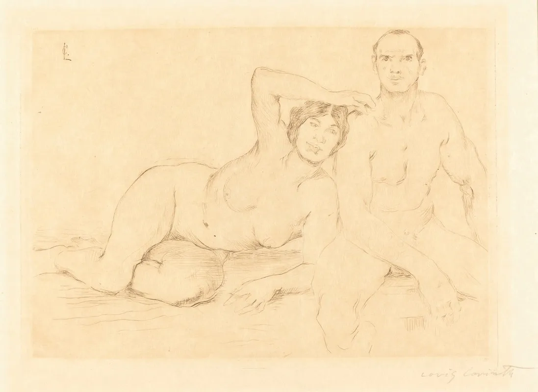 Two Nudes Zwei Menschen by Lovis Corinth - Canvas Print