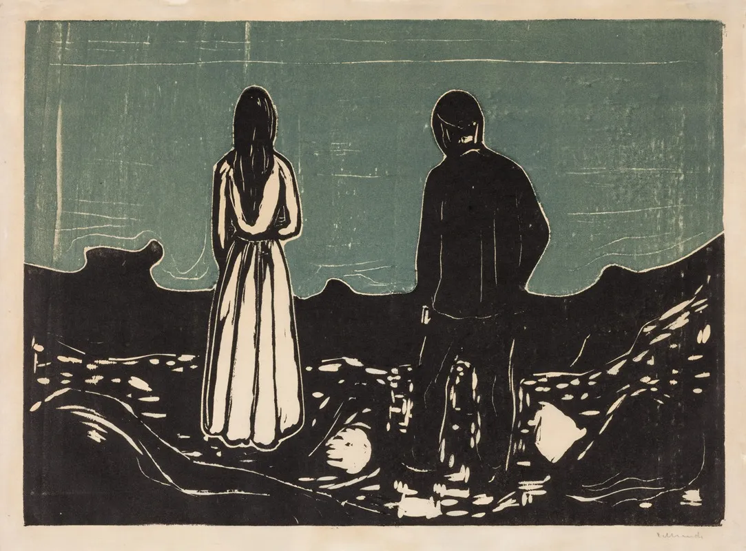 Two People The Lonely Ones by Edvard Munch - Canvas Print