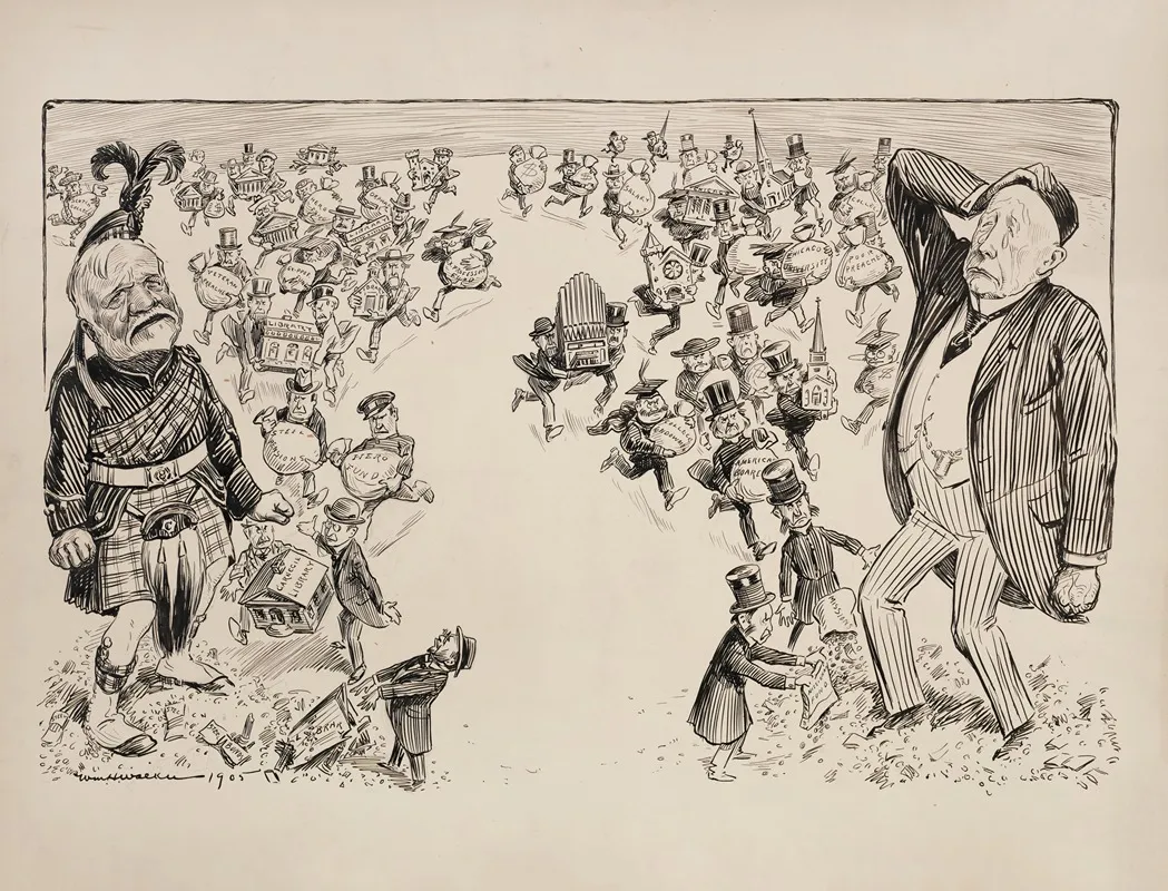 Two Philanthropists One Of Them Andrew Carnegie Cry As Small Angry People Bring Back Their Gifts And Reject Them